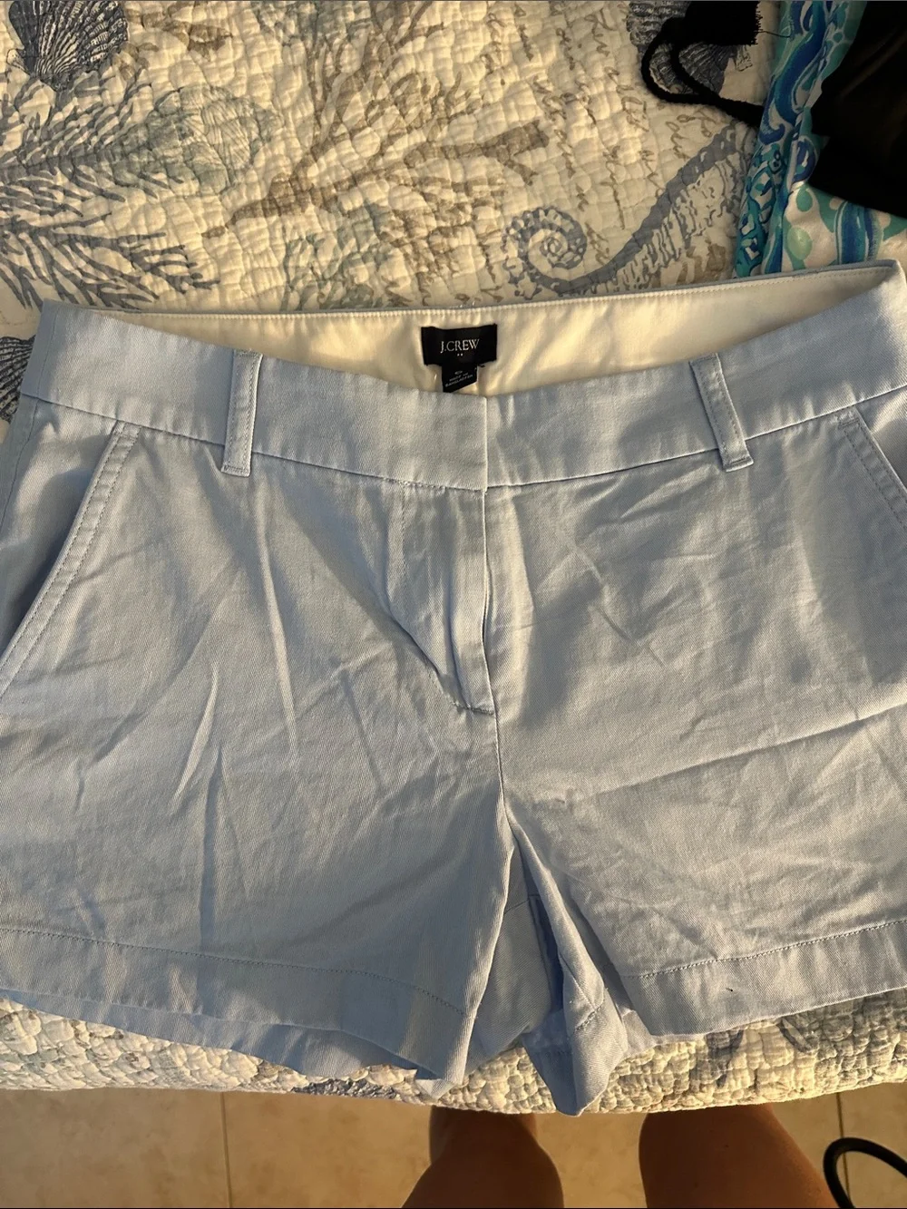 J. Crew Sky Blue Cotton-Blend Women's Bermuda Shorts
